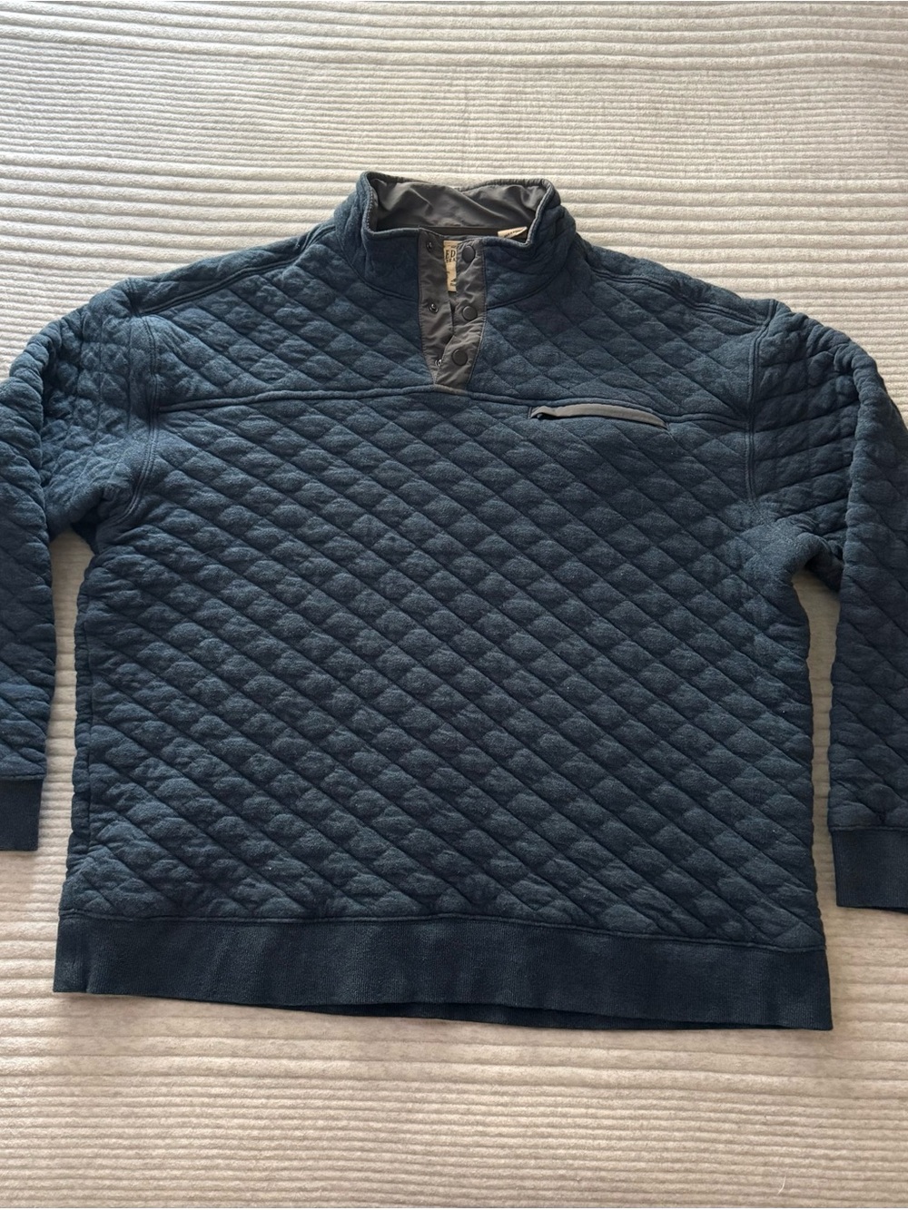 RedHead Brand Co Mens XL Quilted Snap Pullover Sweater Blue Mock Neck Outdoor